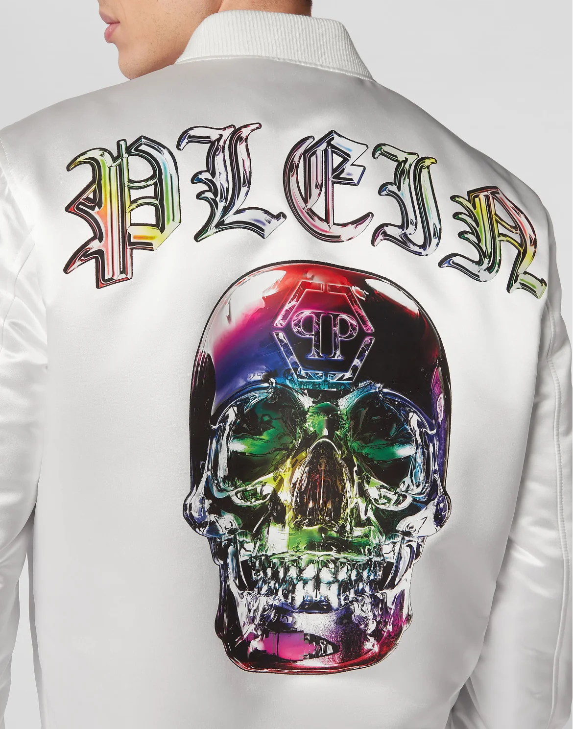 Satin Bomber Glass Skull, цвет: Белый