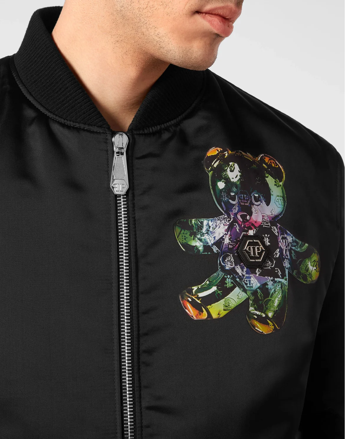 Satin Bomber Teddy Glass, цвет: Черный