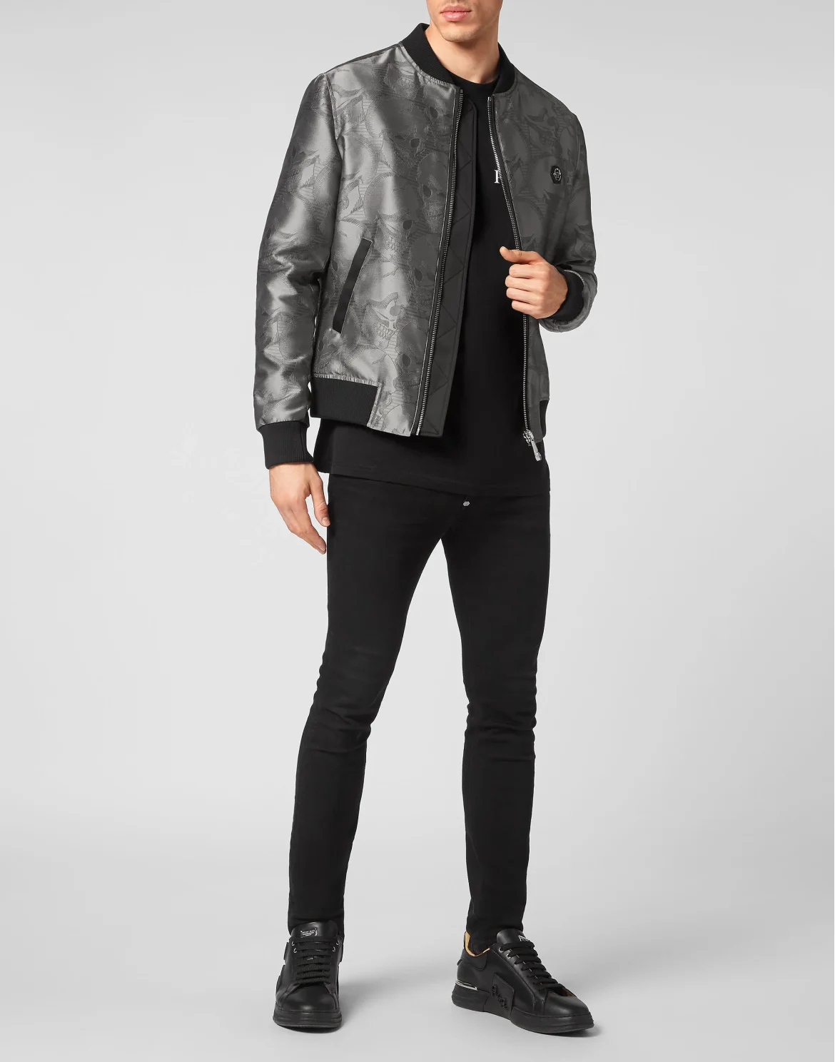 Jacquard Bomber Skull, цвет: Серый