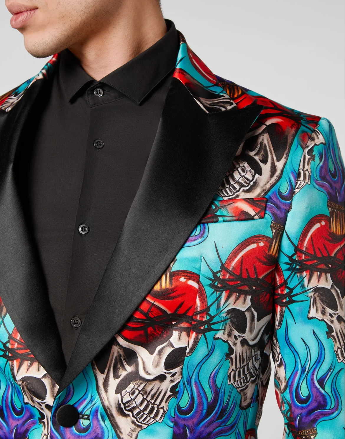 Satin Blazer Lord Fit Love Tattoo, цвет: Бирюзовый