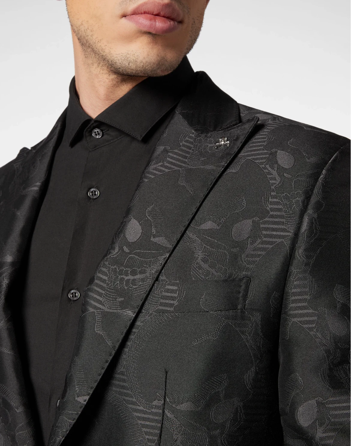 Jacquard Satin Tracksuit: Blazer/Trousers Skull, цвет: Черный