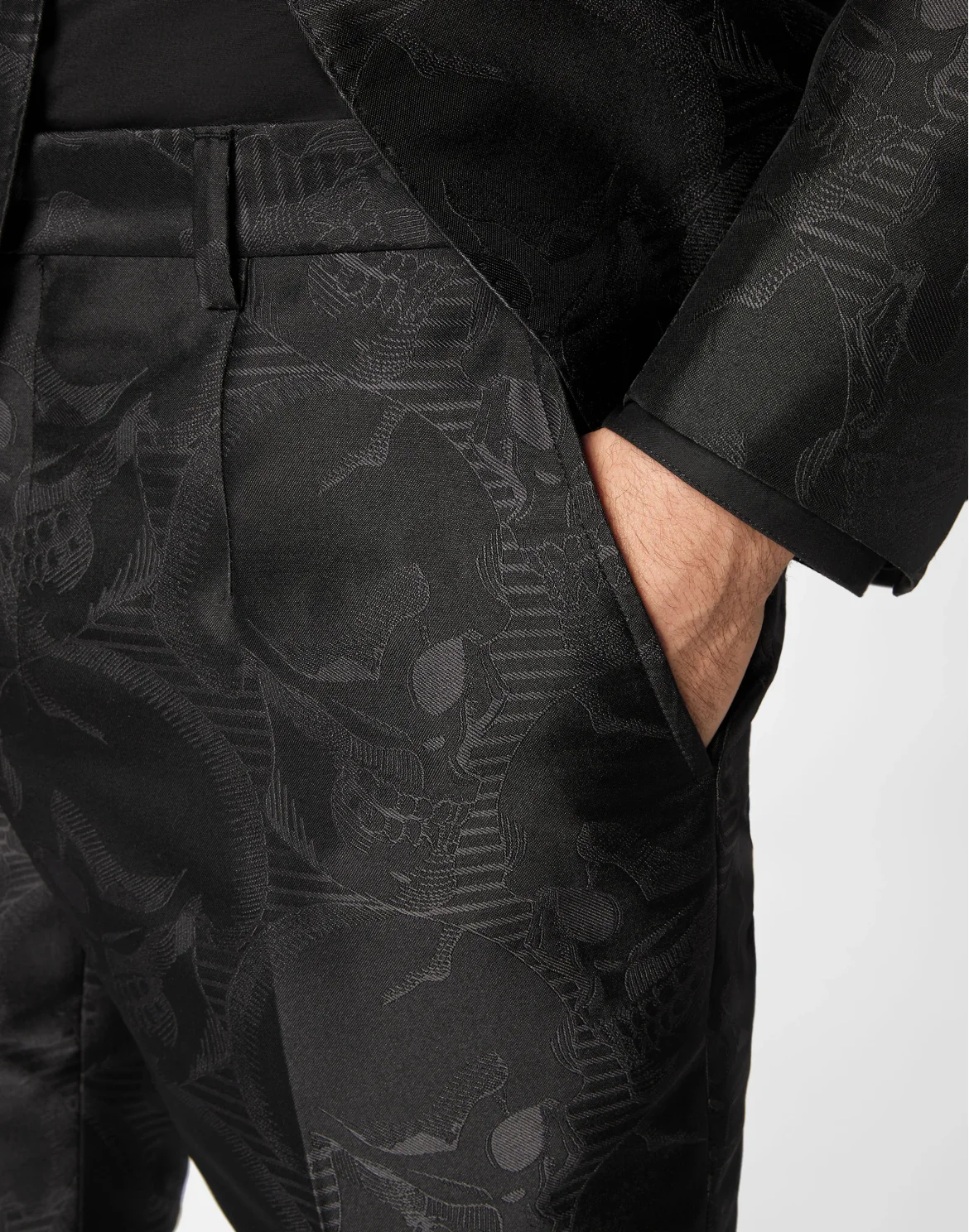 Jacquard Satin Tracksuit: Blazer/Trousers Skull, цвет: Черный