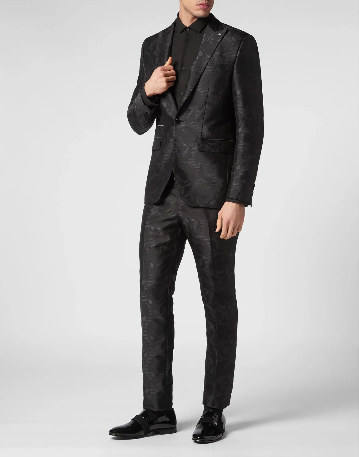 Jacquard Satin Tracksuit: Blazer/Trousers Skull, цвет: Черный