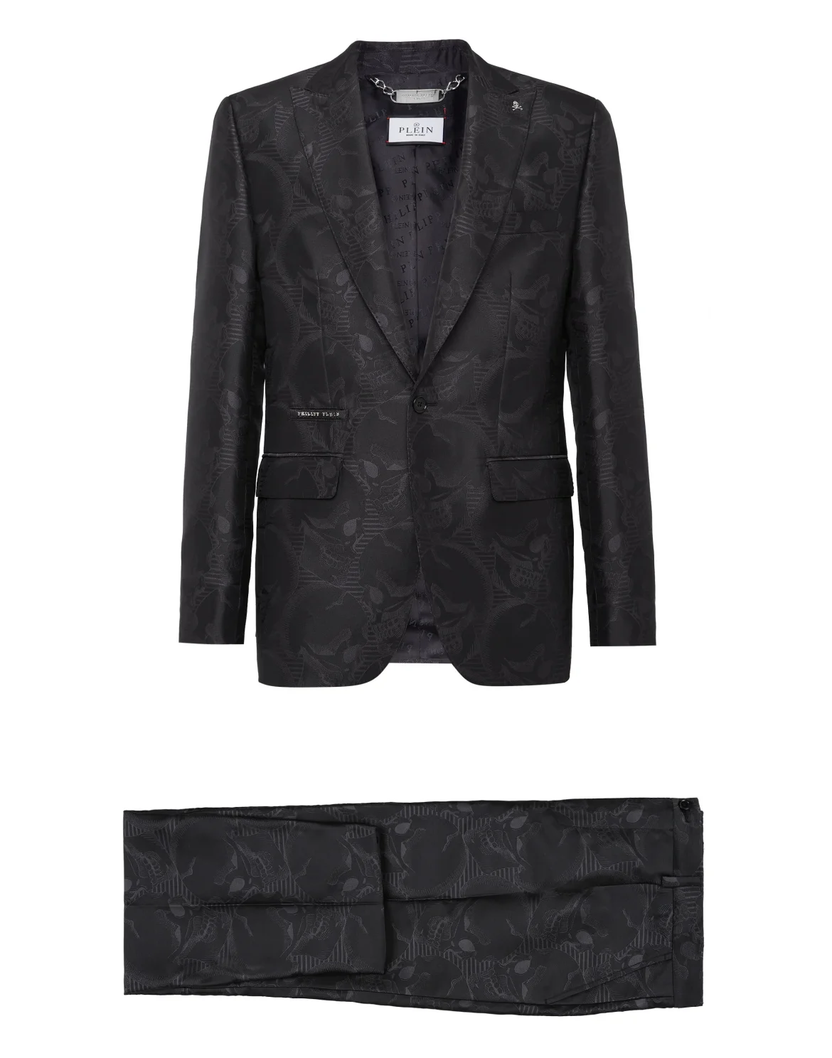 Jacquard Satin Tracksuit: Blazer/Trousers Skull, цвет: Черный