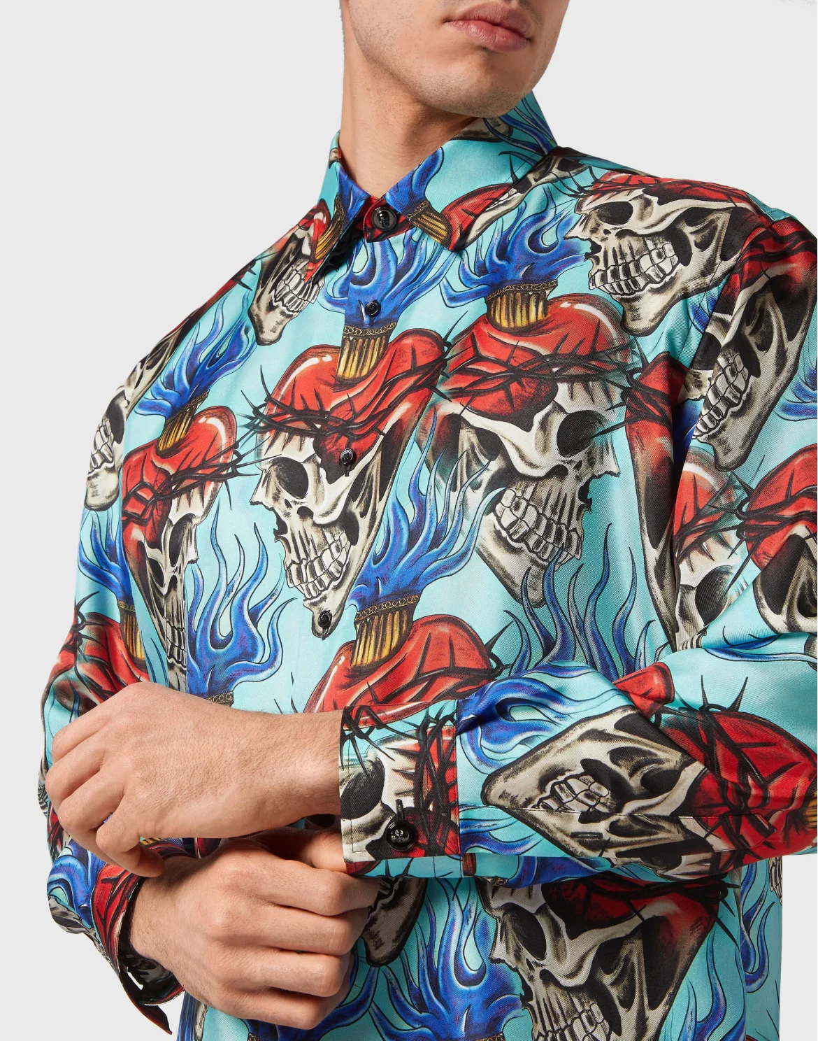 Silk Dandy Shirt Love Tattoo, цвет: Бирюзовый