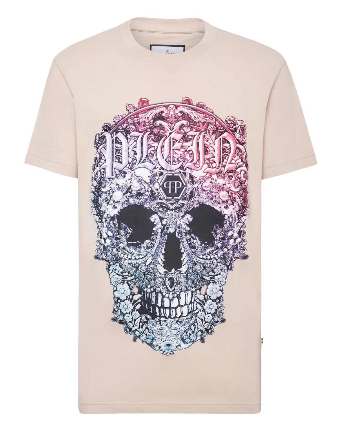 T-shirt Round Neck SS Baroque Skull, цвет: Бежевый