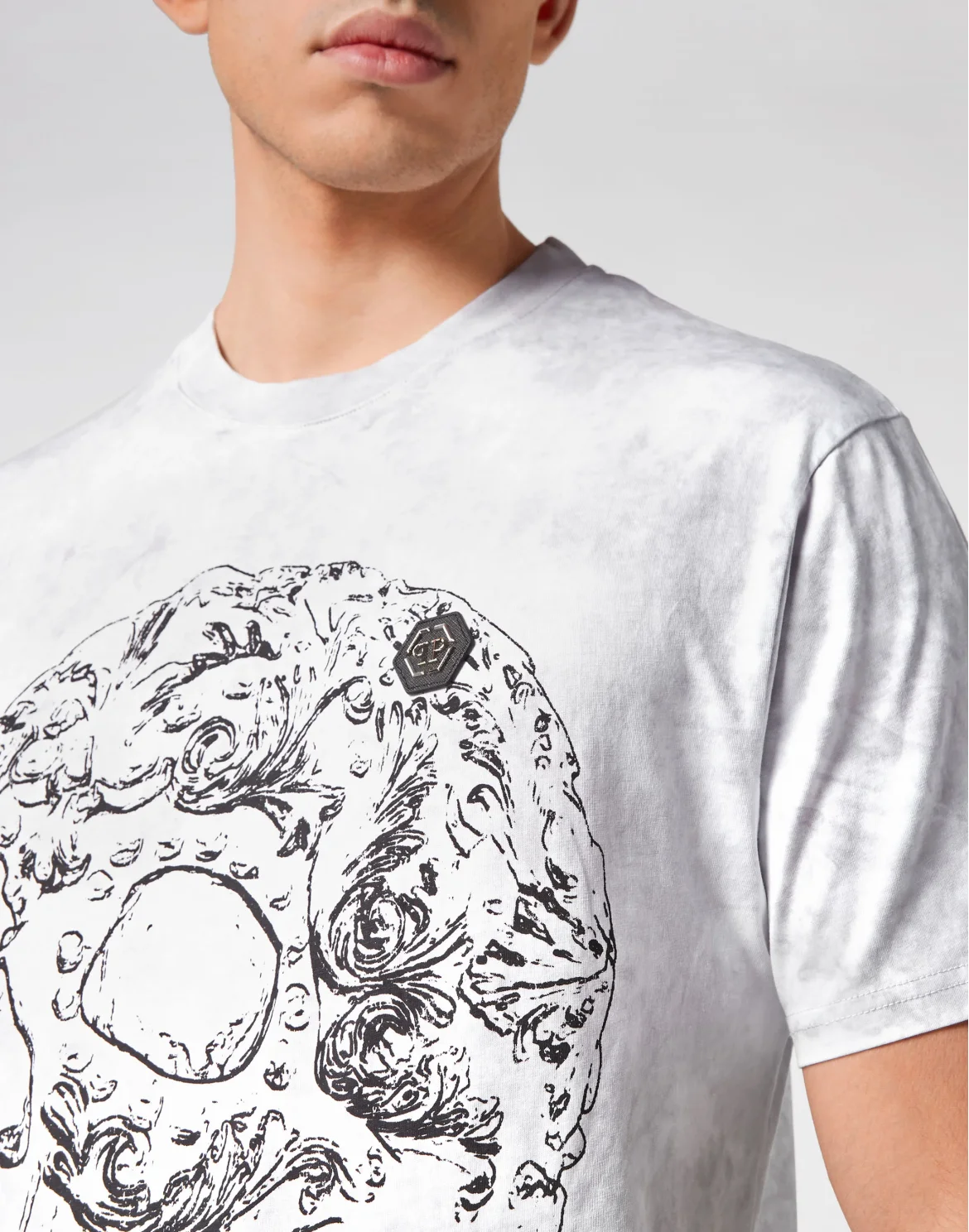 Tie-Dye T-shirt Round Neck SS Gothic Banner, цвет: Белый