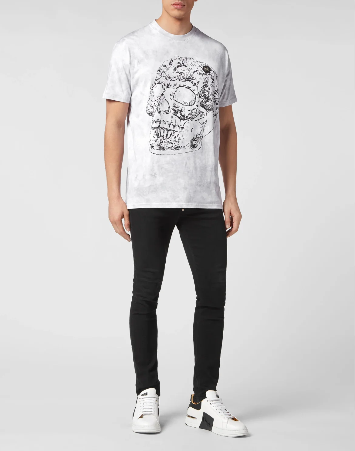 Tie-Dye T-shirt Round Neck SS Gothic Banner, цвет: Белый