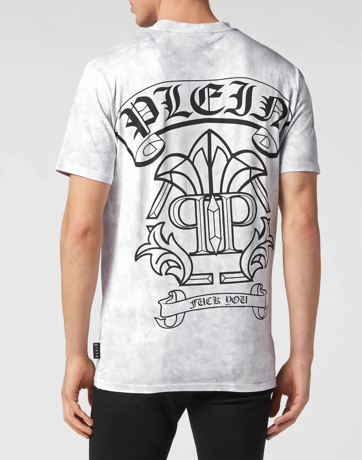 Tie-Dye T-shirt Round Neck SS Gothic Banner, цвет: Белый
