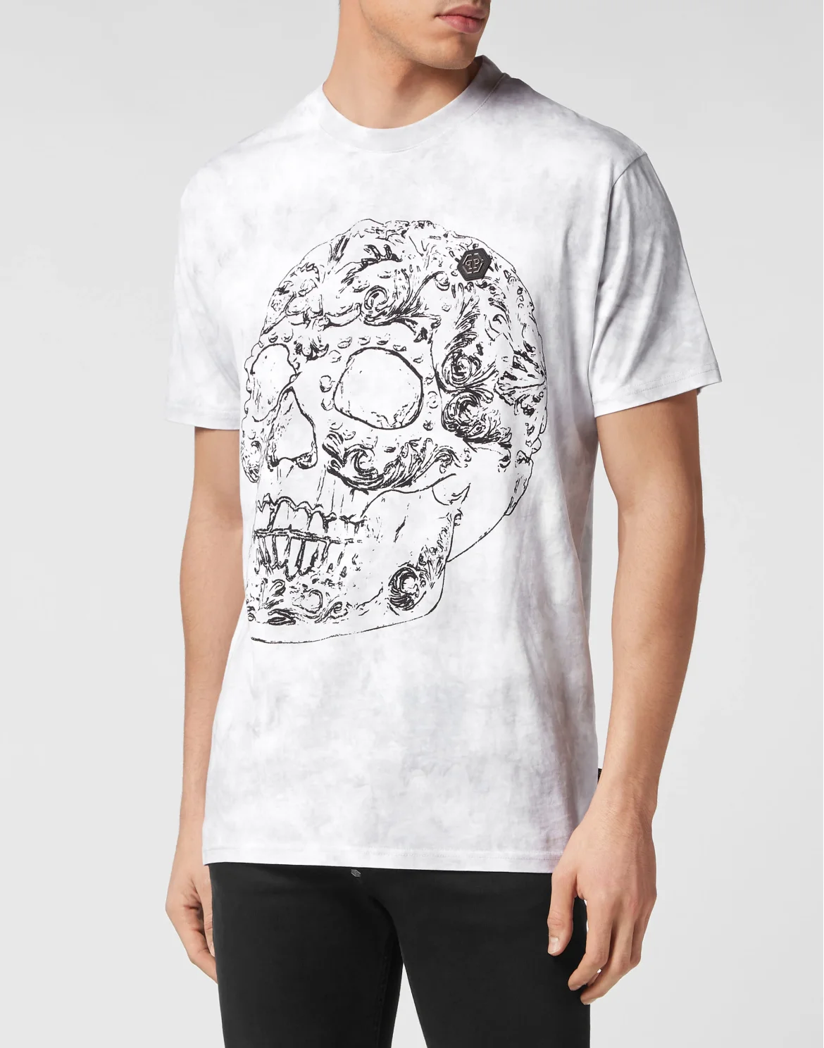 Tie-Dye T-shirt Round Neck SS Gothic Banner, цвет: Белый