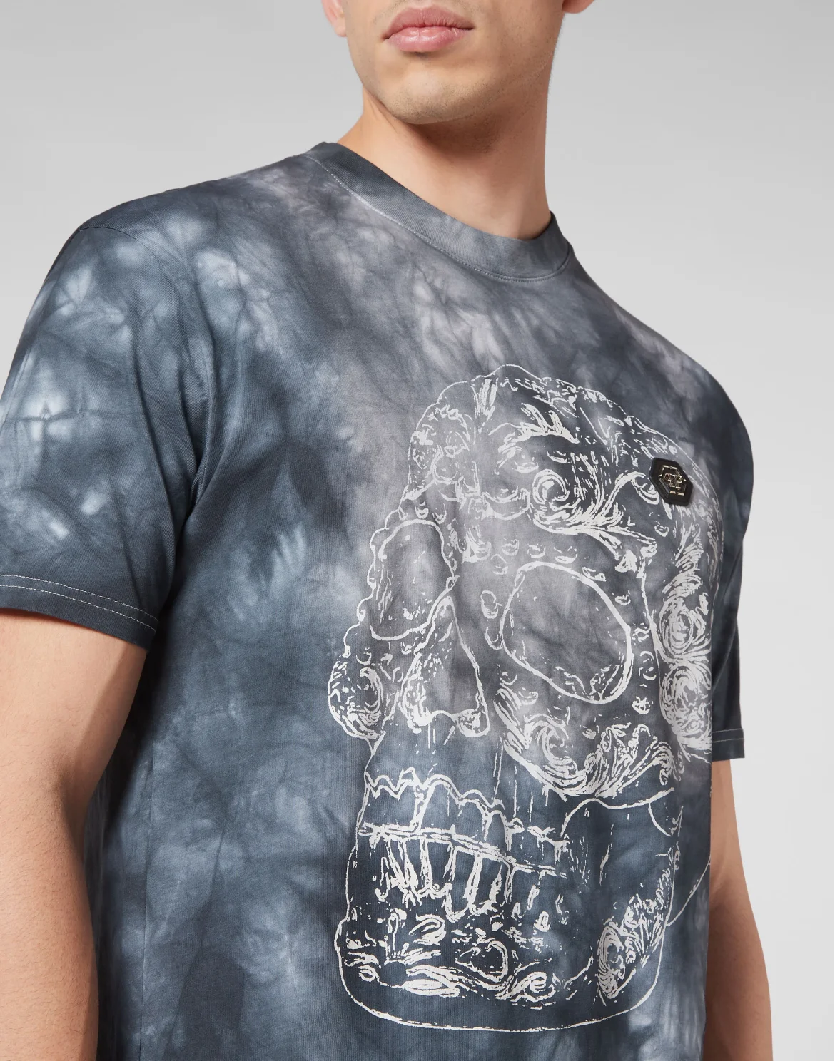 Tie-Dye T-shirt Round Neck SS Gothic Banner, цвет: Черный