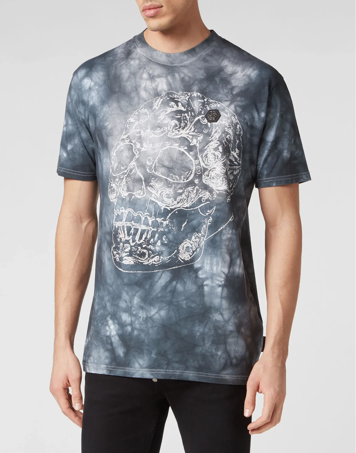 Tie-Dye T-shirt Round Neck SS Gothic Banner, цвет: Черный