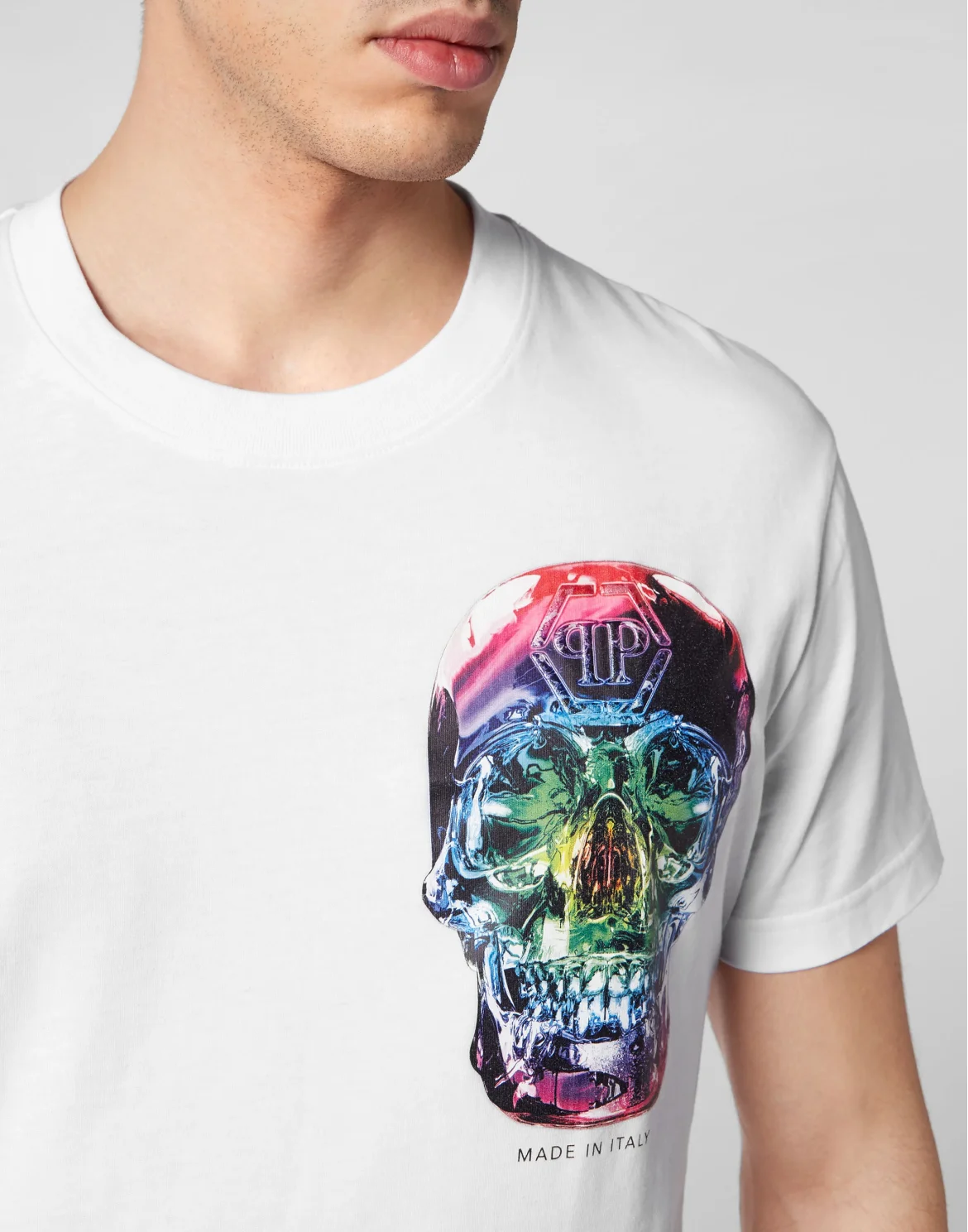 T-shirt Round Neck SS Glass Skull, цвет: Белый