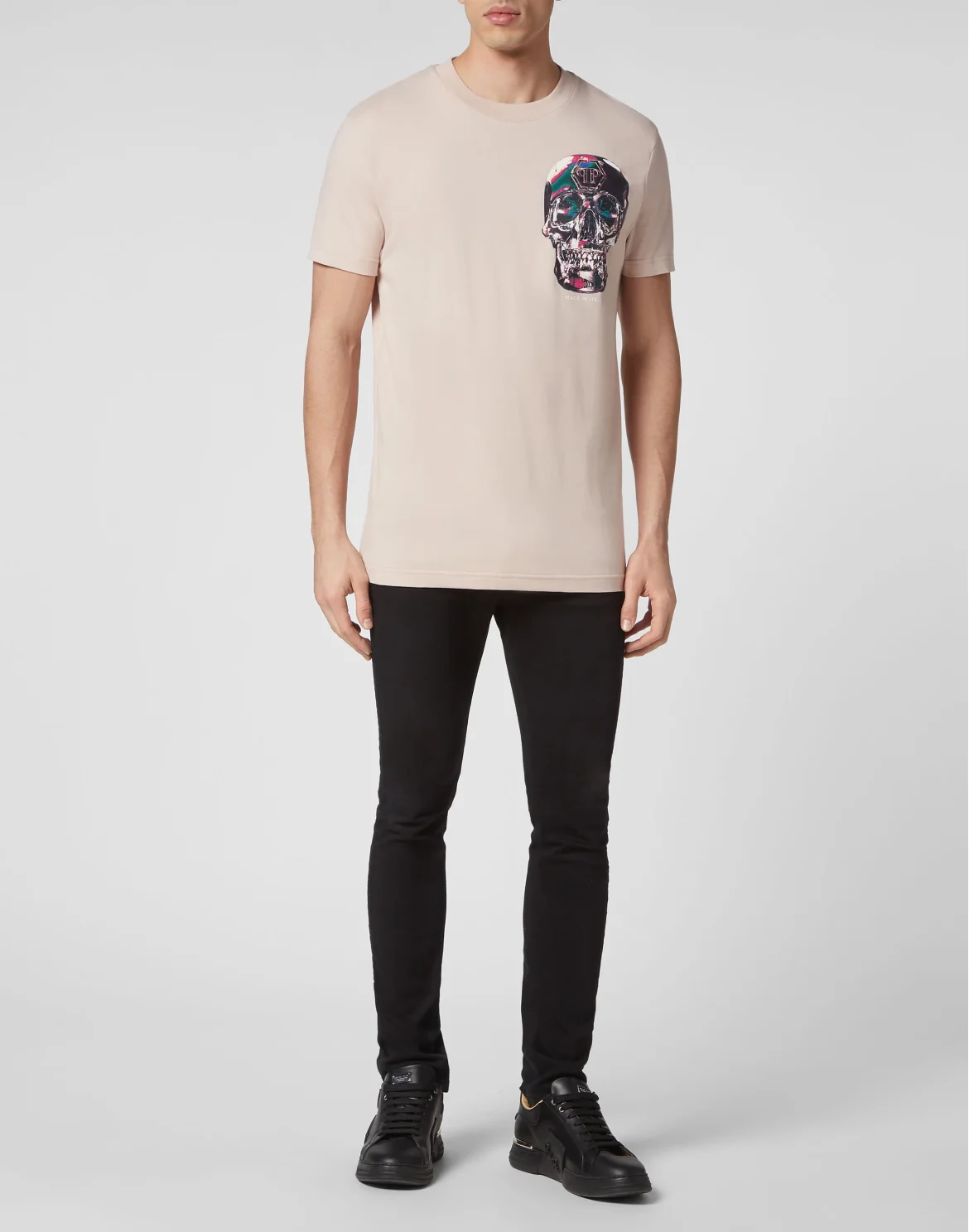 T-shirt Round Neck SS Glass Skull, цвет: Бежевый