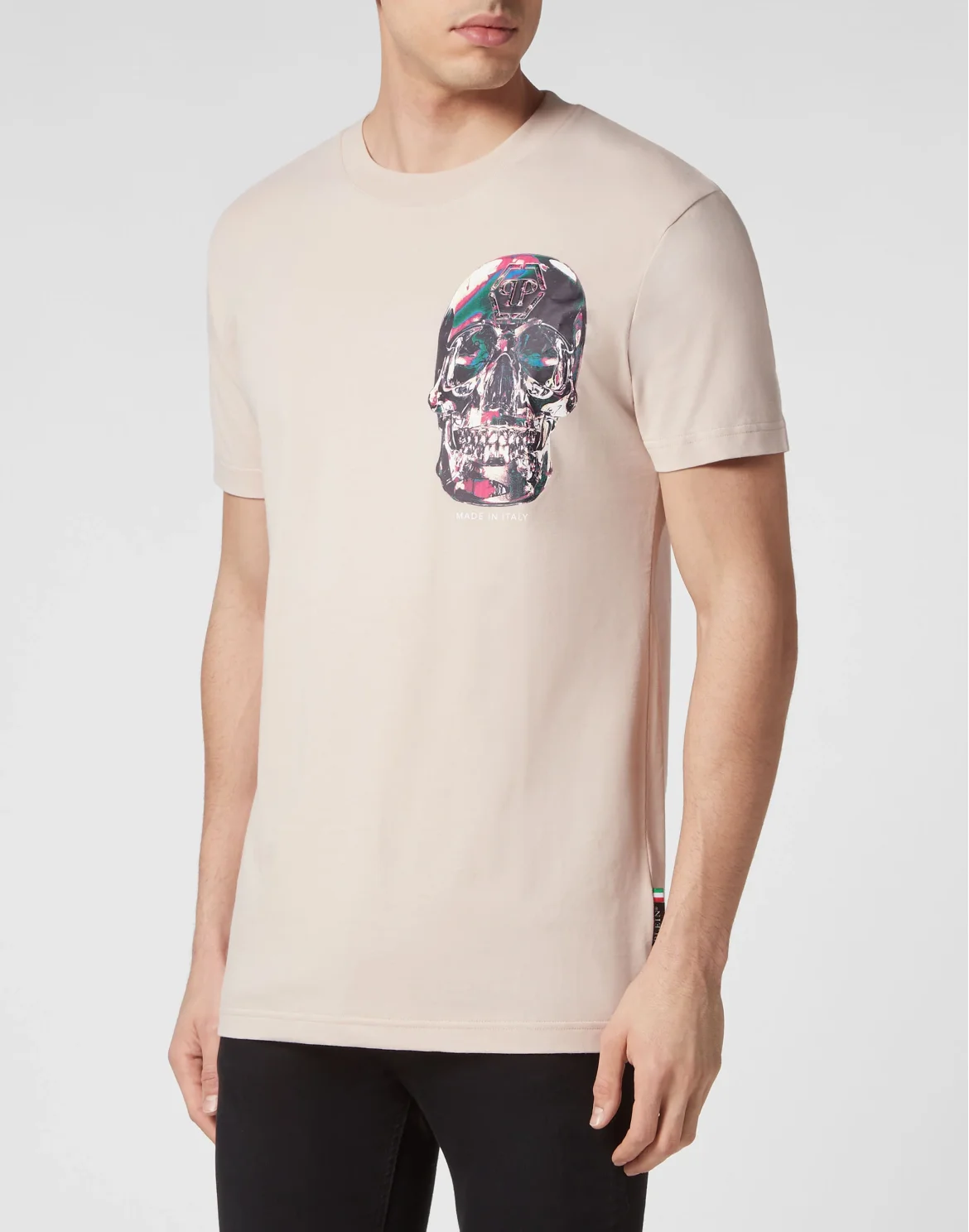 T-shirt Round Neck SS Glass Skull, цвет: Бежевый