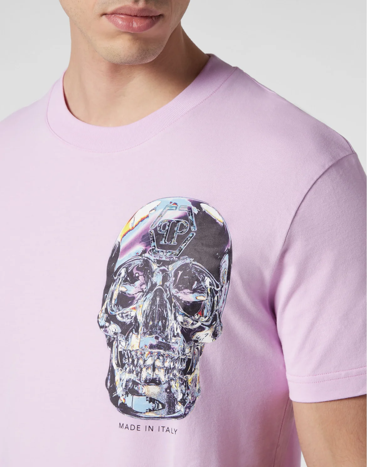 T-shirt Round Neck SS Glass Skull, цвет: Розовый
