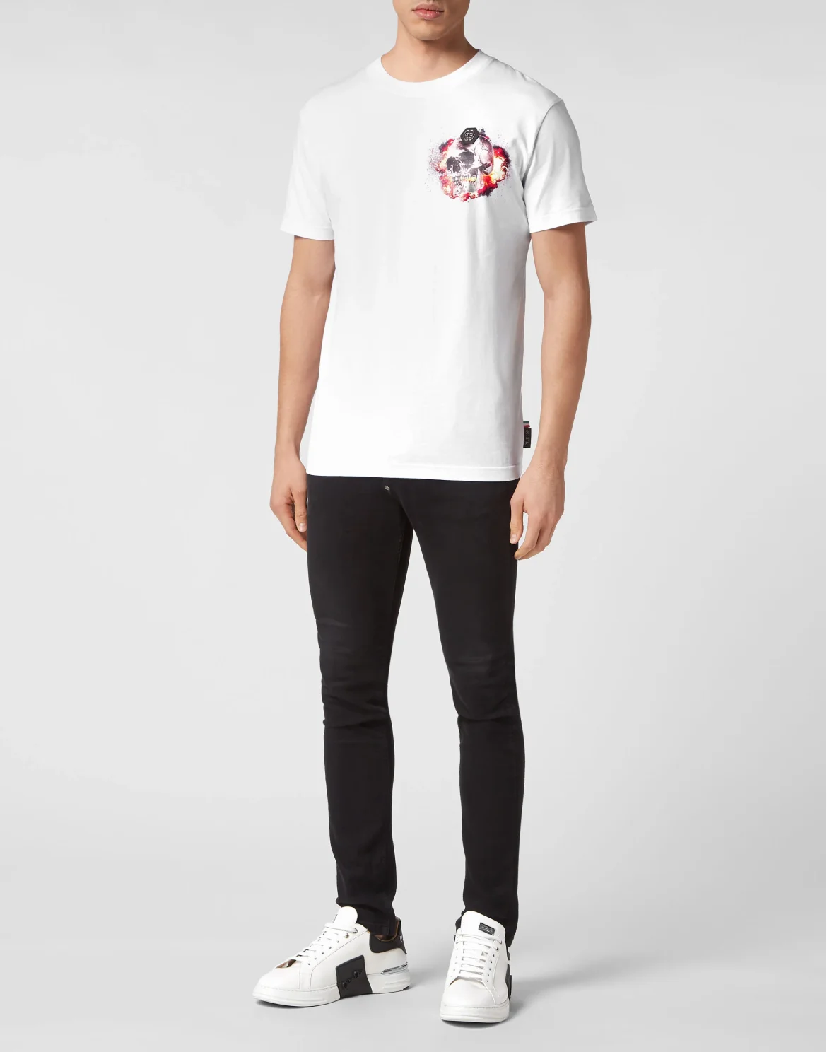 T-shirt Round Neck SS Skull on fire, цвет: Белый