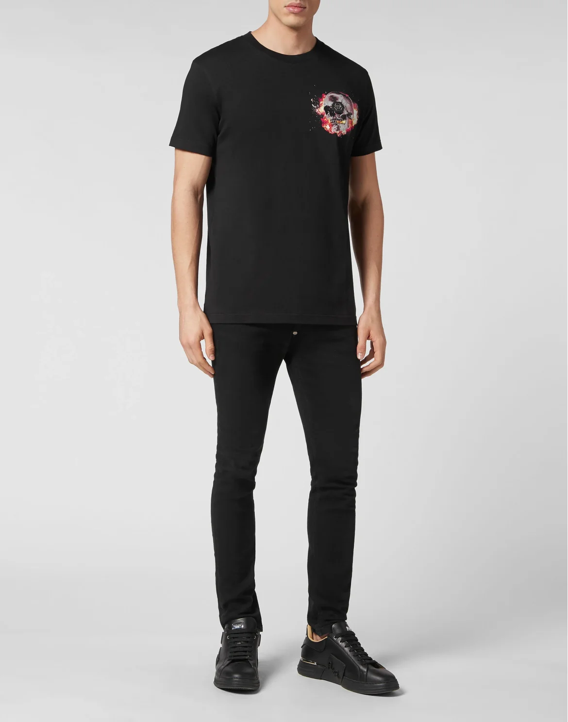 T-shirt Round Neck SS Skull on fire, цвет: Черный