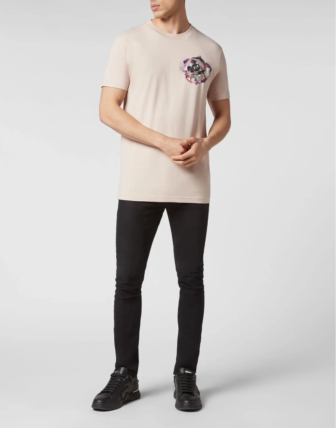T-shirt Round Neck SS Skull on fire, цвет: Бежевый