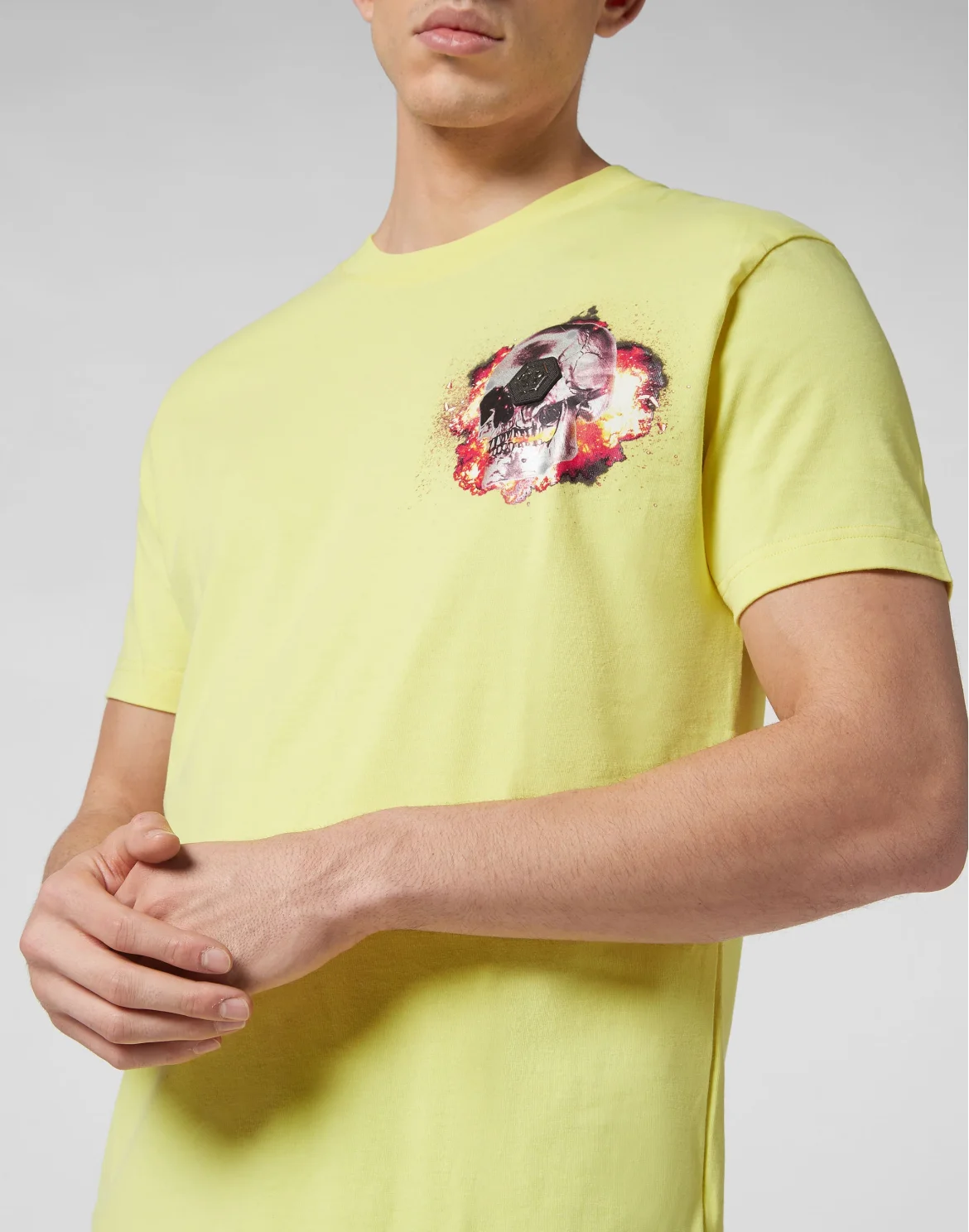 T-shirt Round Neck SS Skull on fire, цвет: Желтый
