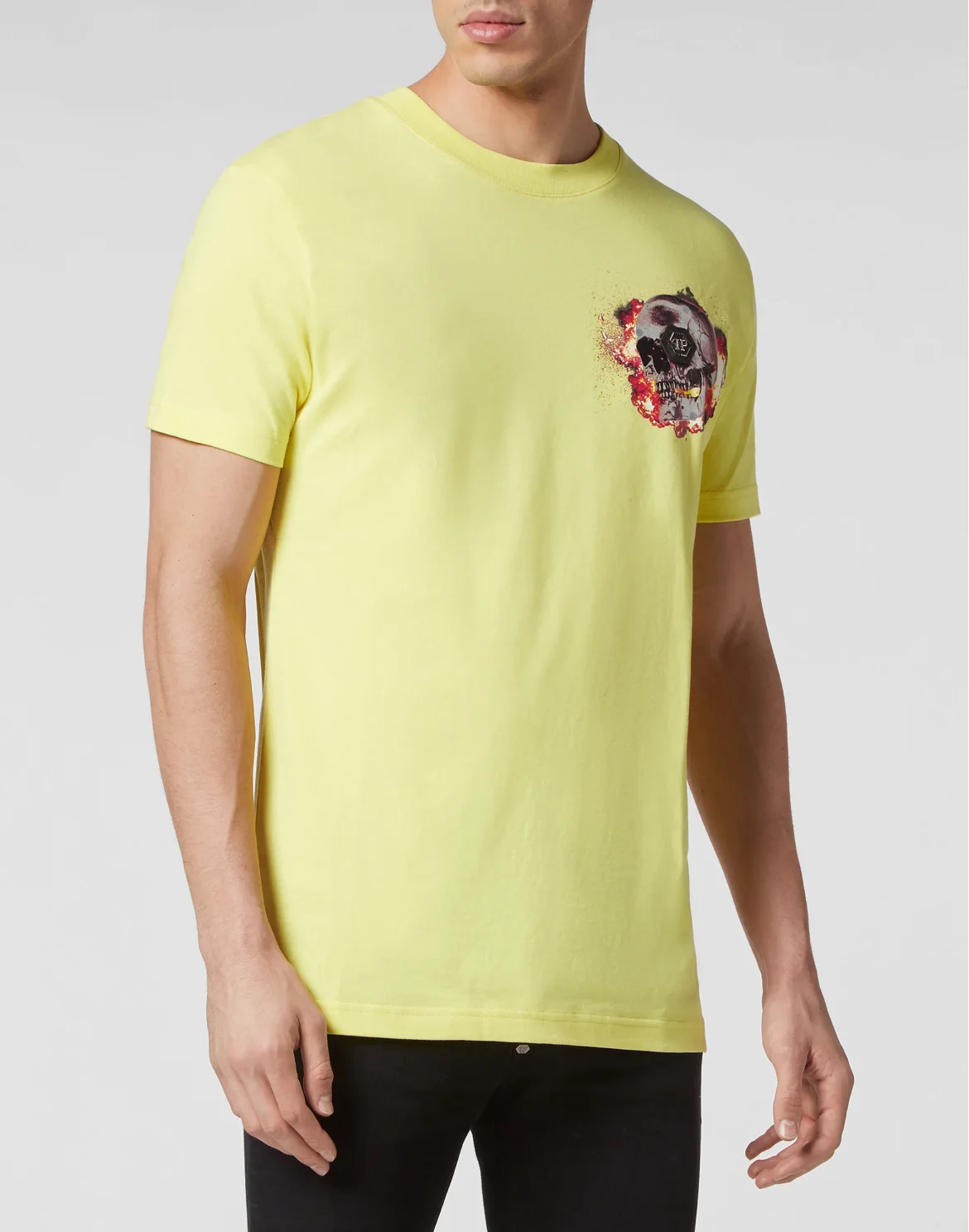 T-shirt Round Neck SS Skull on fire, цвет: Желтый