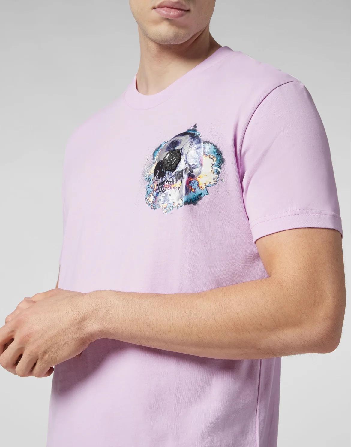 T-shirt Round Neck SS Skull on fire, цвет: Розовый