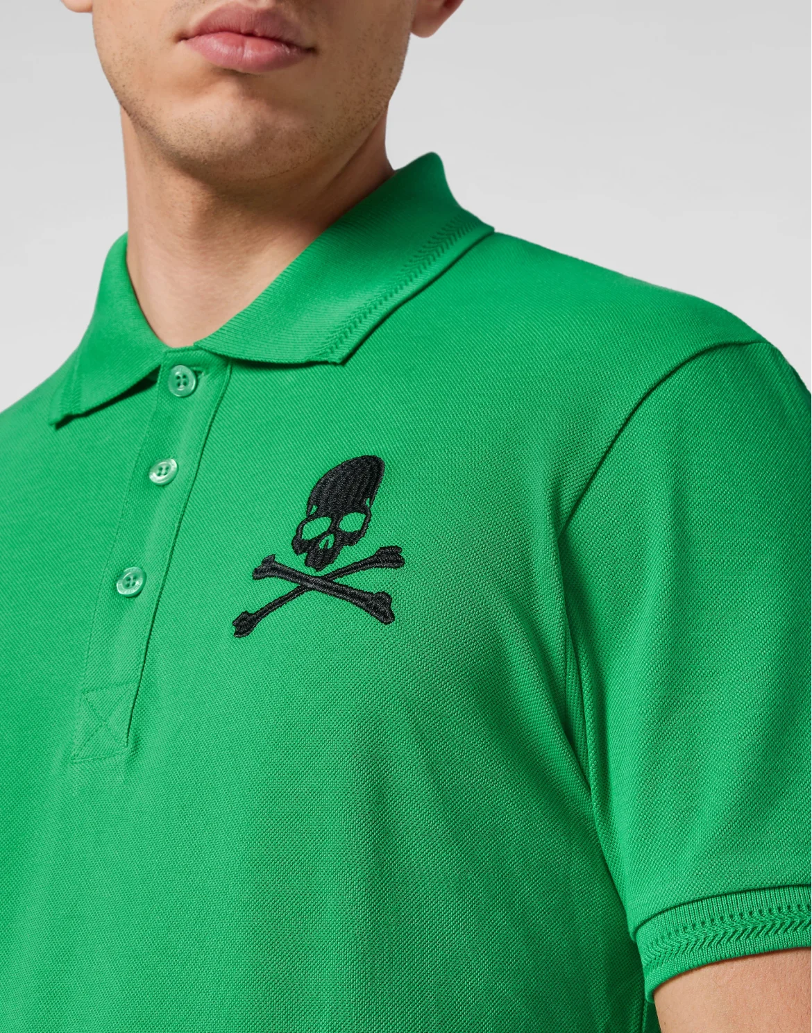 Slim Fit Piquet Polo Shirt SS Skull&Bones, цвет: Зеленый