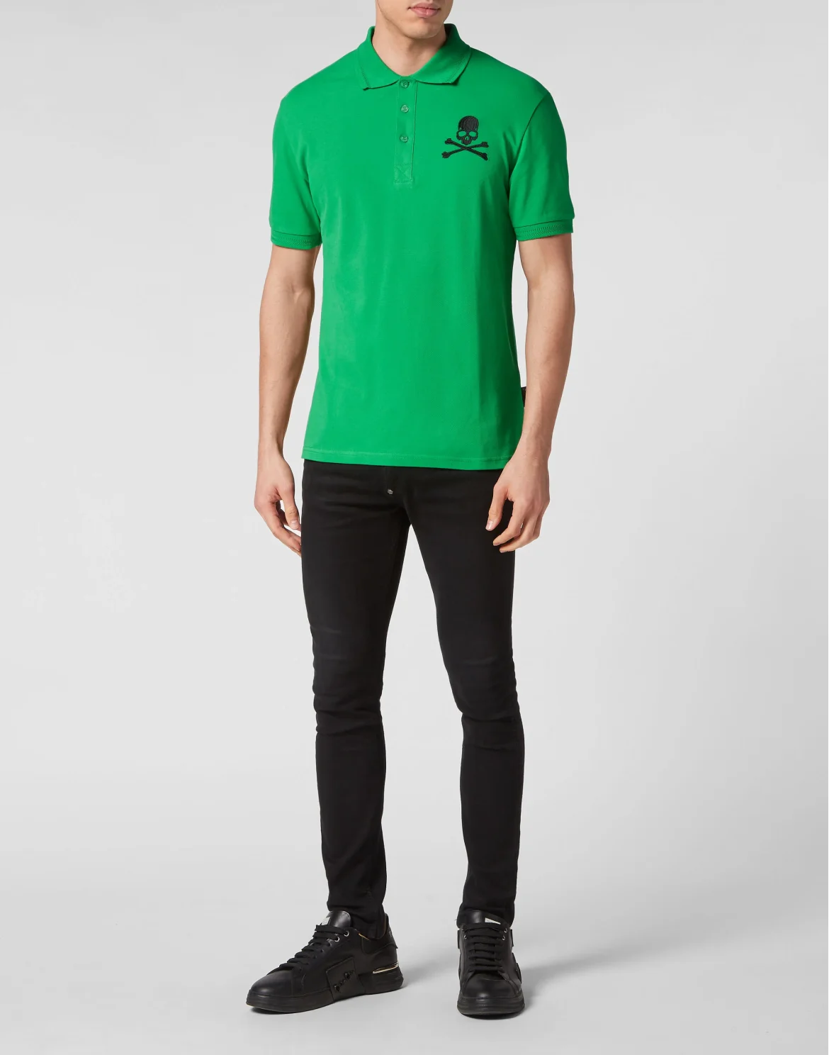 Slim Fit Piquet Polo Shirt SS Skull&Bones, цвет: Зеленый