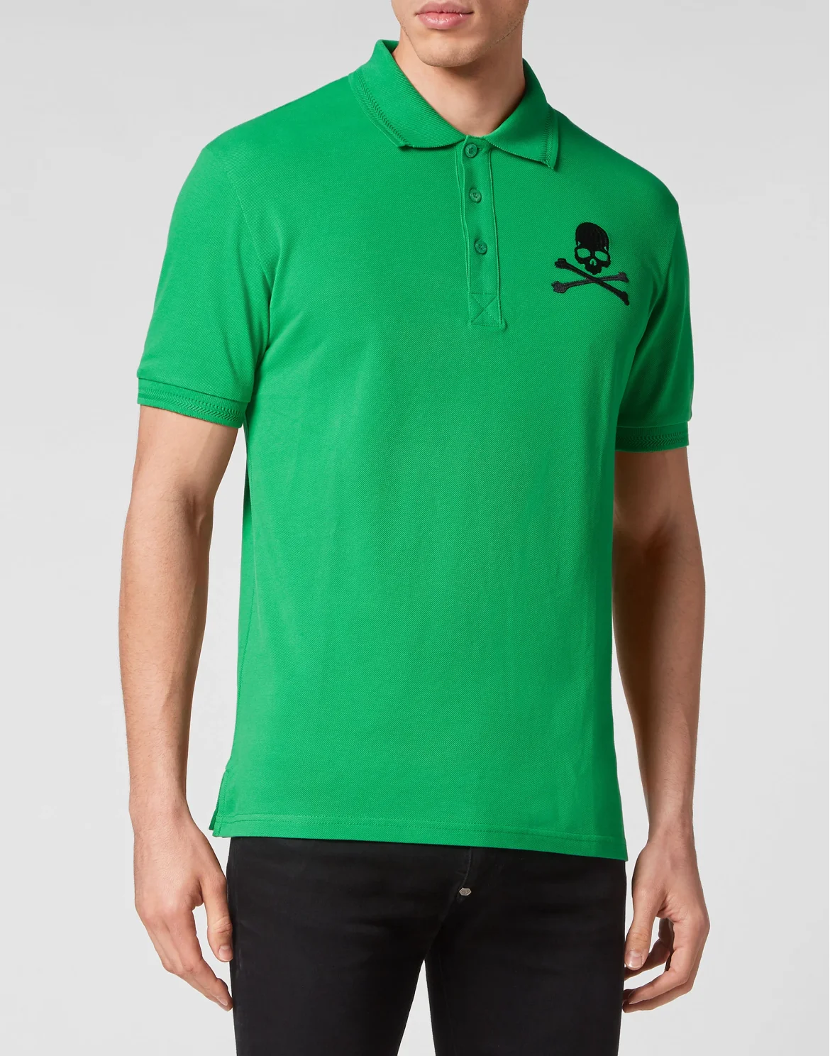 Slim Fit Piquet Polo Shirt SS Skull&Bones, цвет: Зеленый