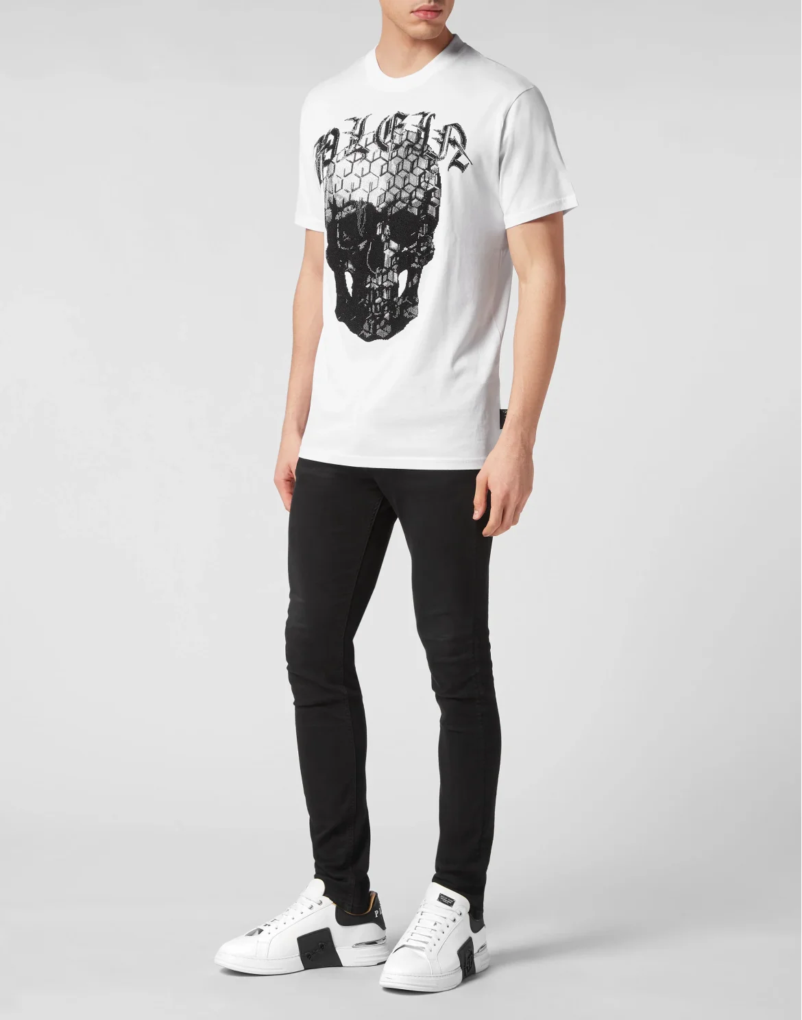 T-shirt Round Neck SS Skull and Plein, цвет: Белый