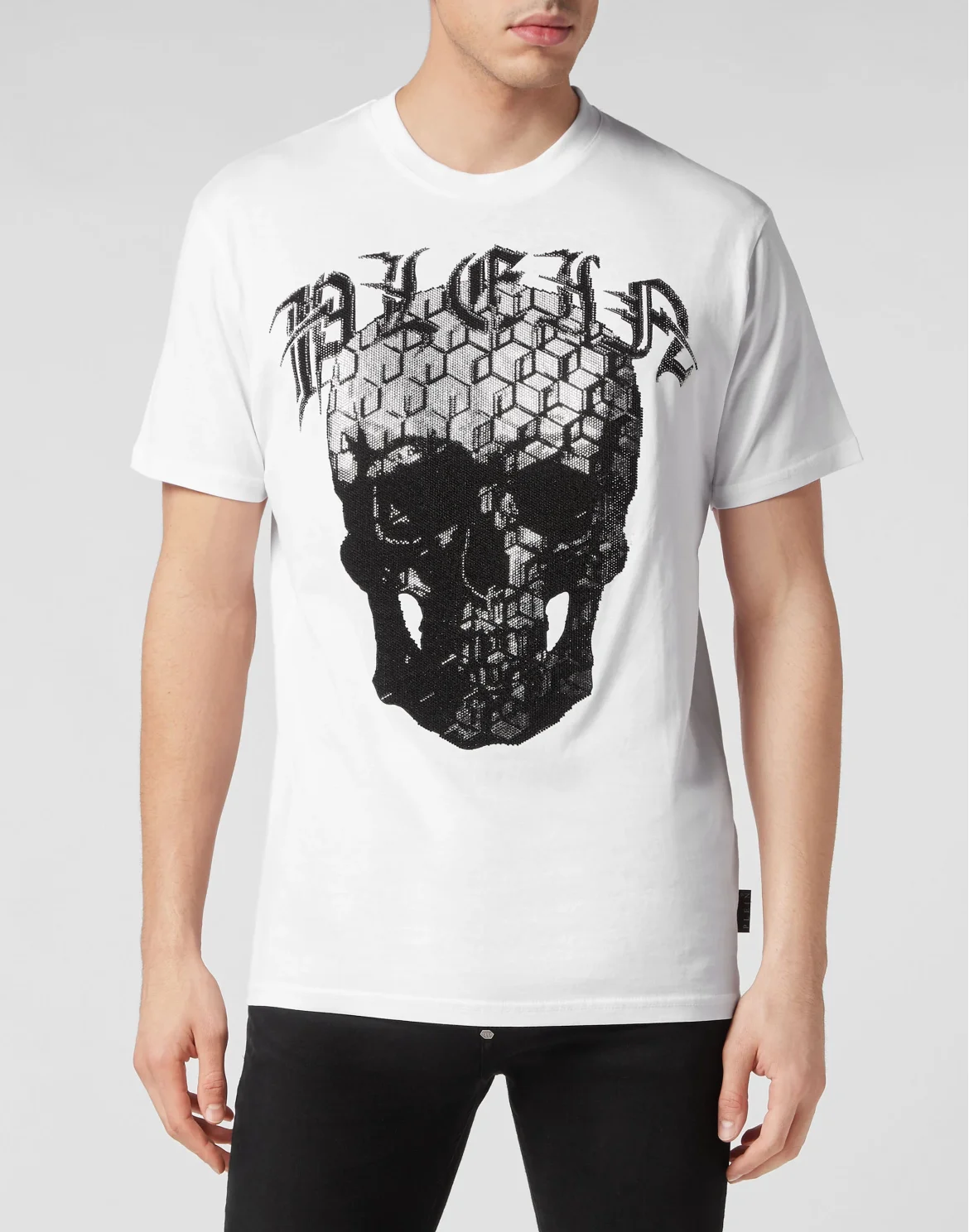 T-shirt Round Neck SS Skull and Plein, цвет: Белый