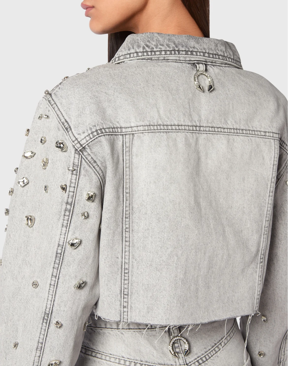 Denim Long Jacket Crystal, цвет: Серый