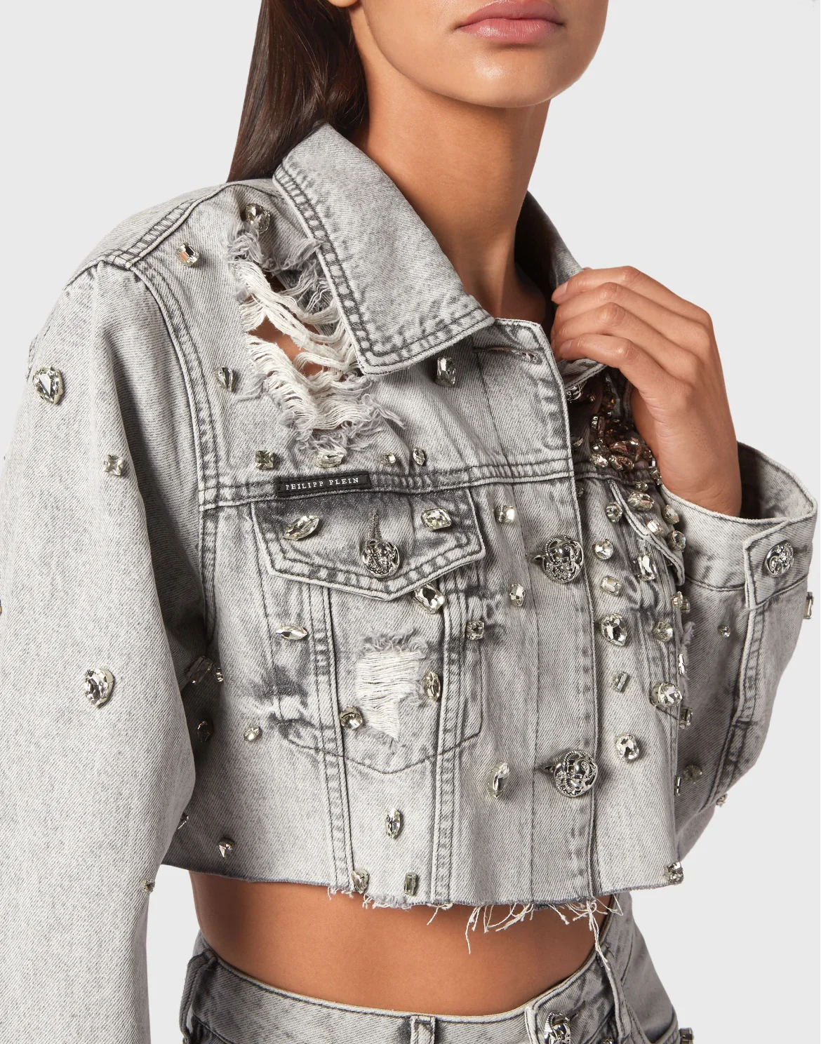 Denim Long Jacket Crystal, цвет: Серый