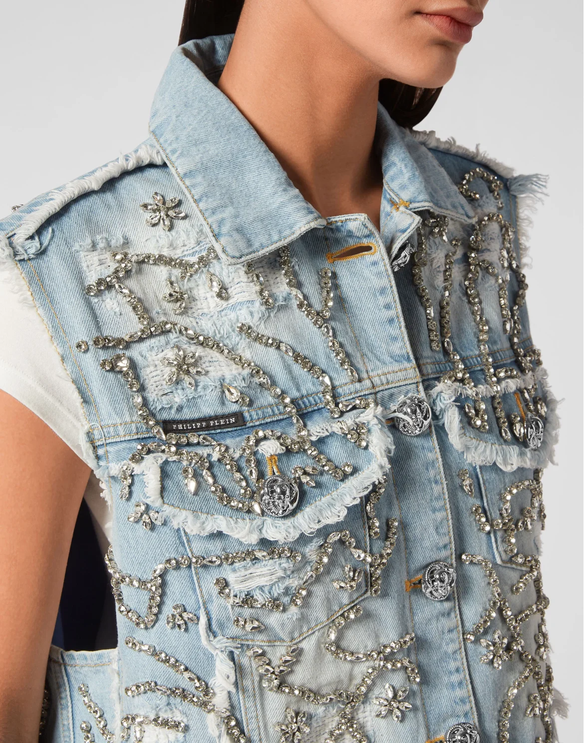 Denim Vest Crystal, цвет: Голубой