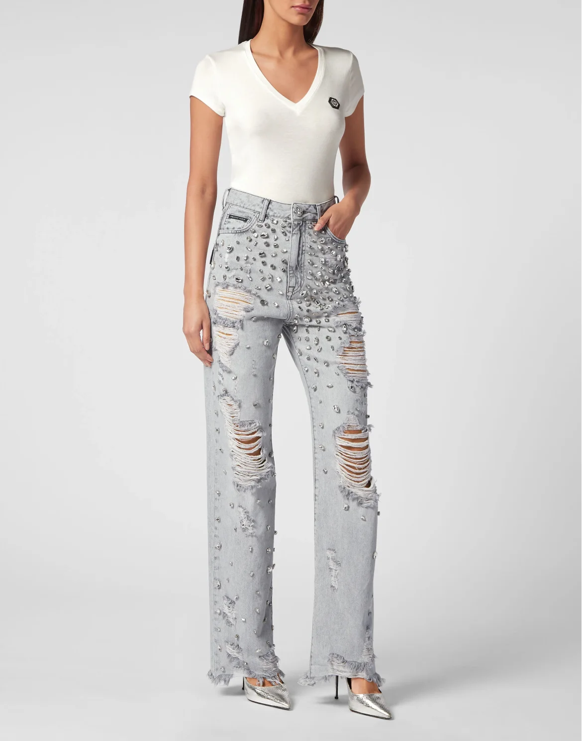 Denim Trousers Palace Fit Crystal, цвет: Серый