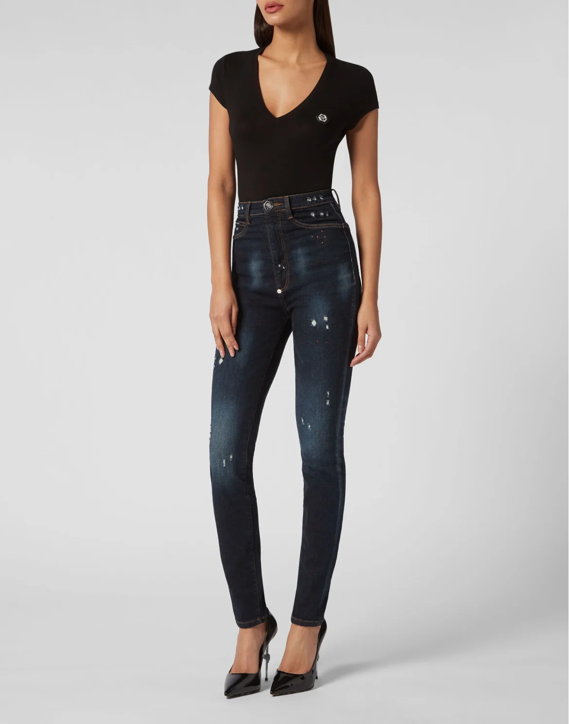 Denim Super High Waist Jeggings, цвет: Синий