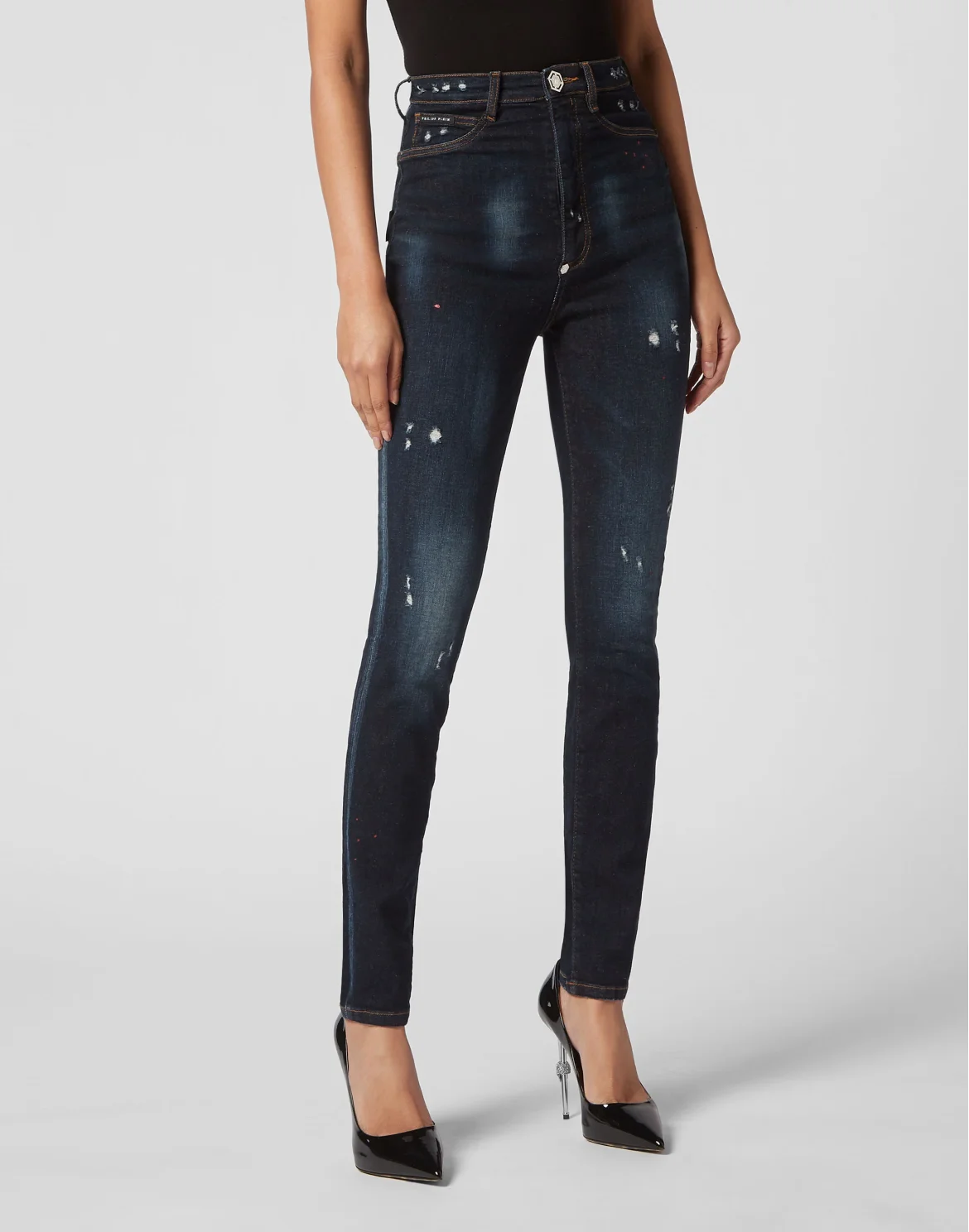 Denim Super High Waist Jeggings, цвет: Синий