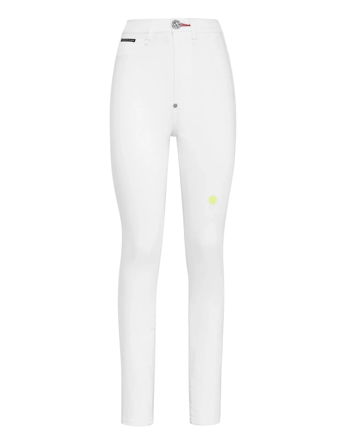 Super High Waist Denim Jeggings Love, цвет: Белый
