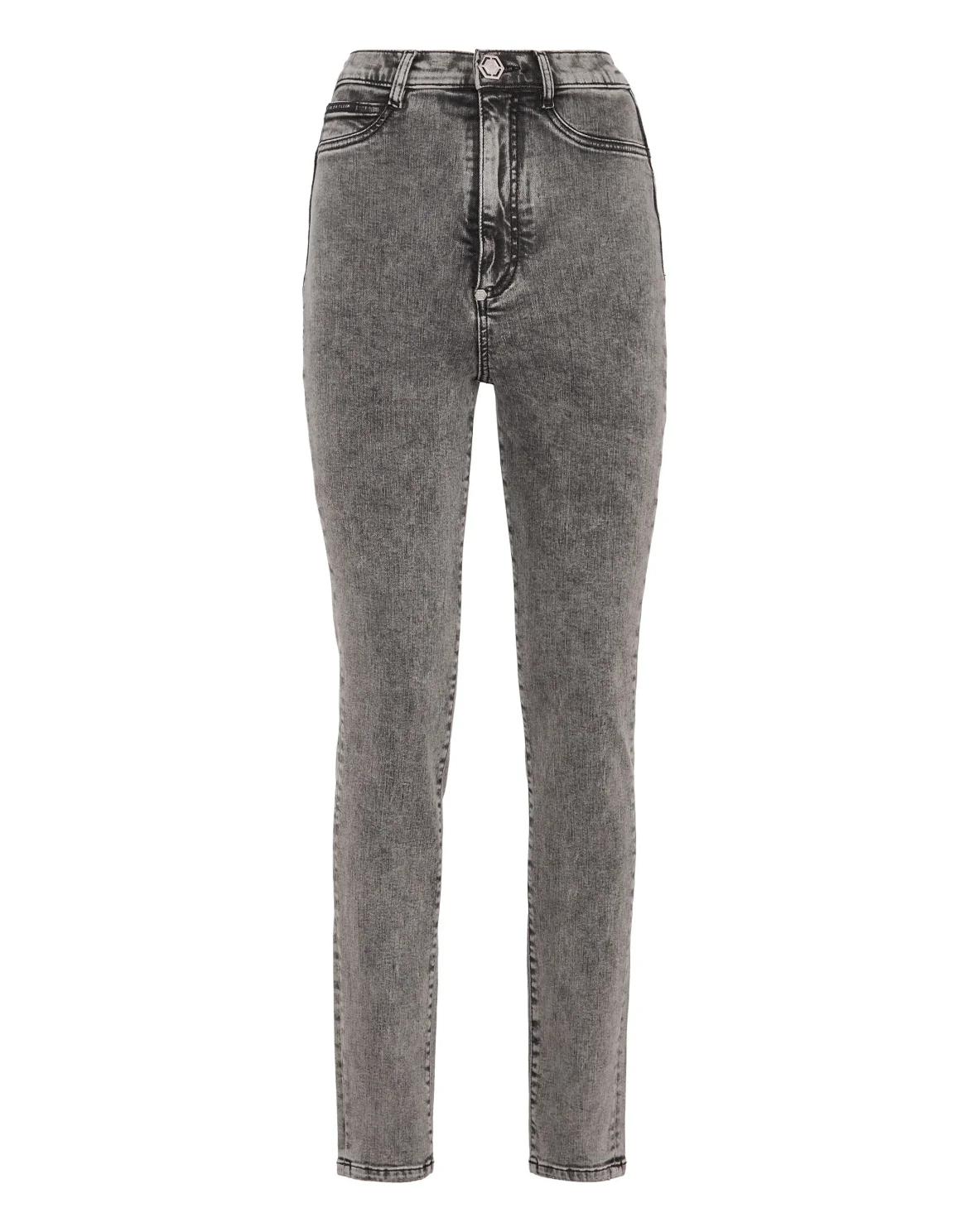 Super High Waist Denim Jeggings, цвет: Серый