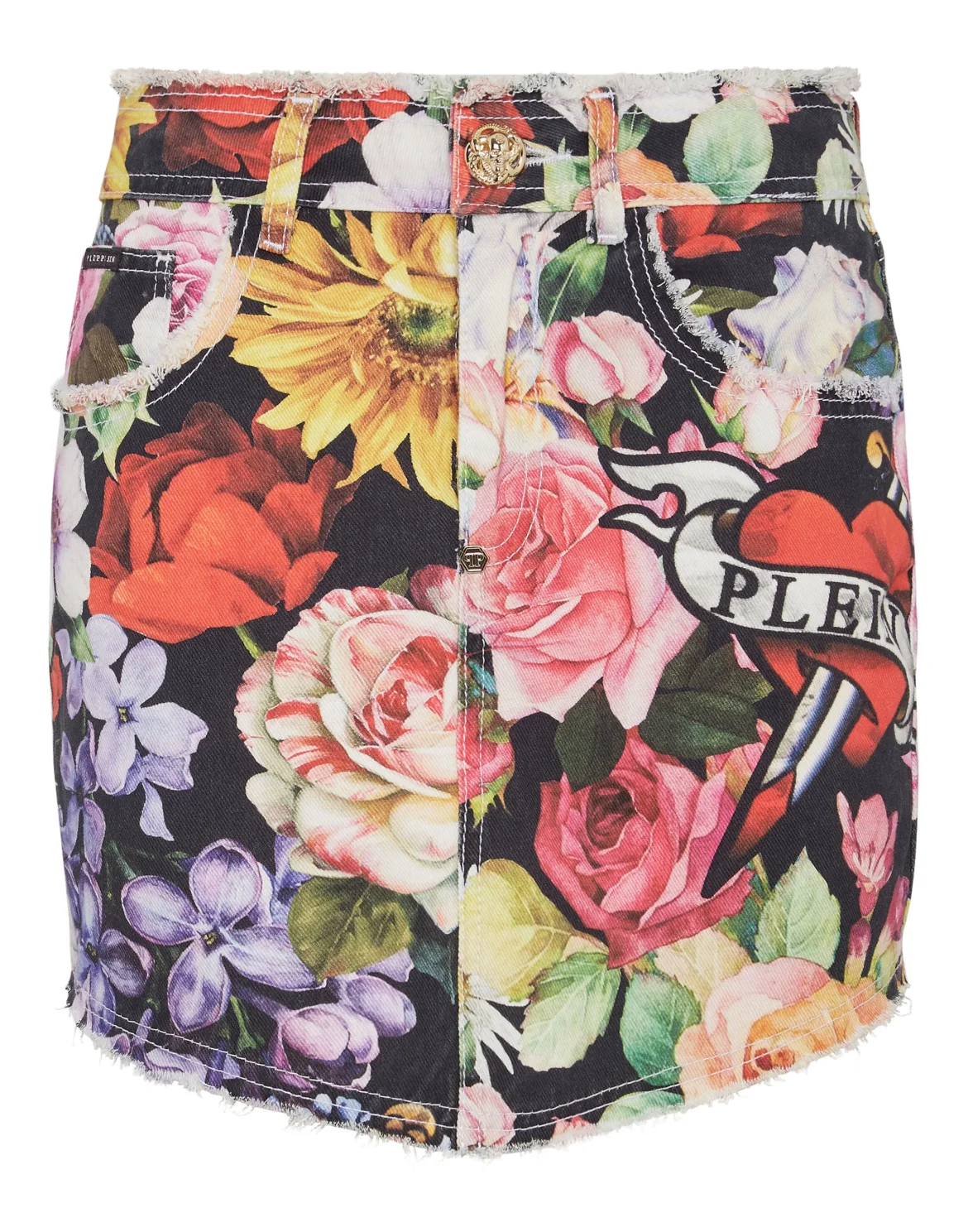 Denim Mini Skirt Love Flowers, цвет: Черный