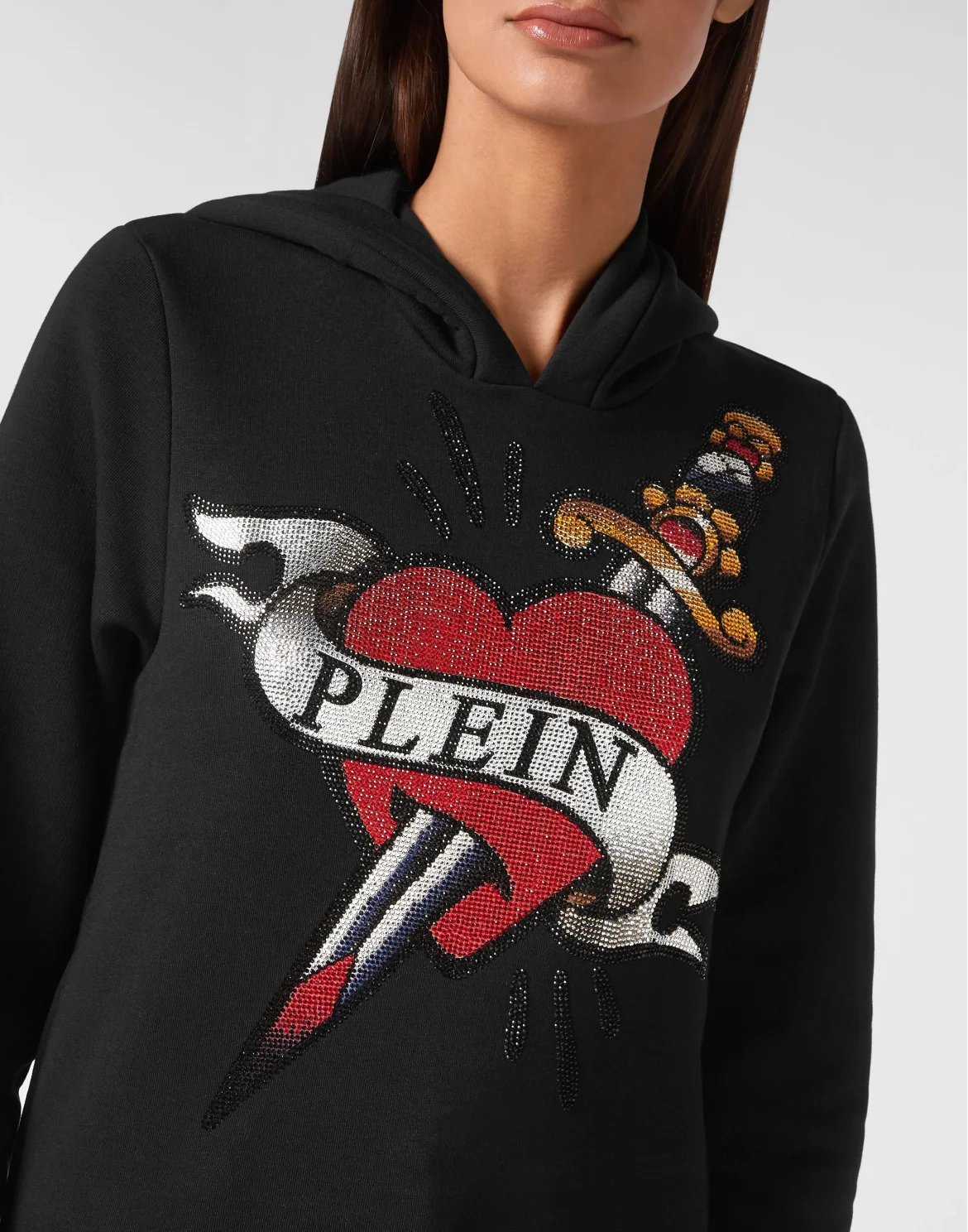 Cropped Hoodie Man Fit Love Tattoo, цвет: Черный