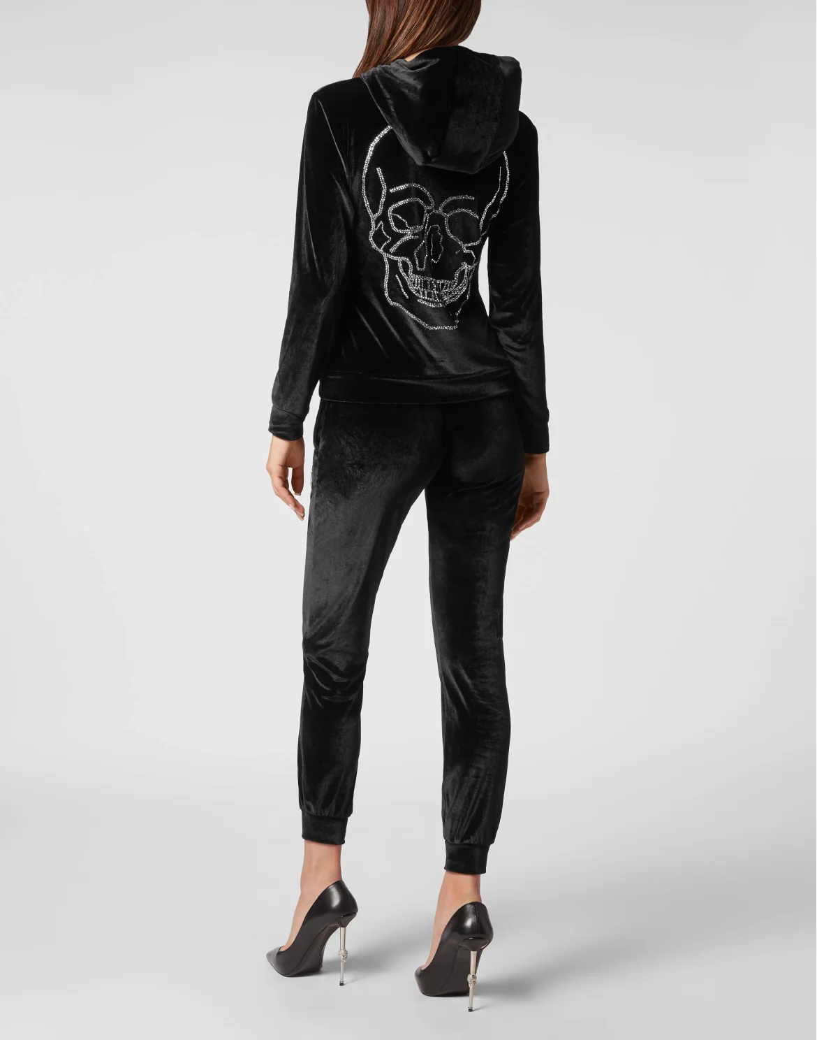 Velvet Jogging Tracksuit: Top/Trousers Crystal Skull, цвет: Черный