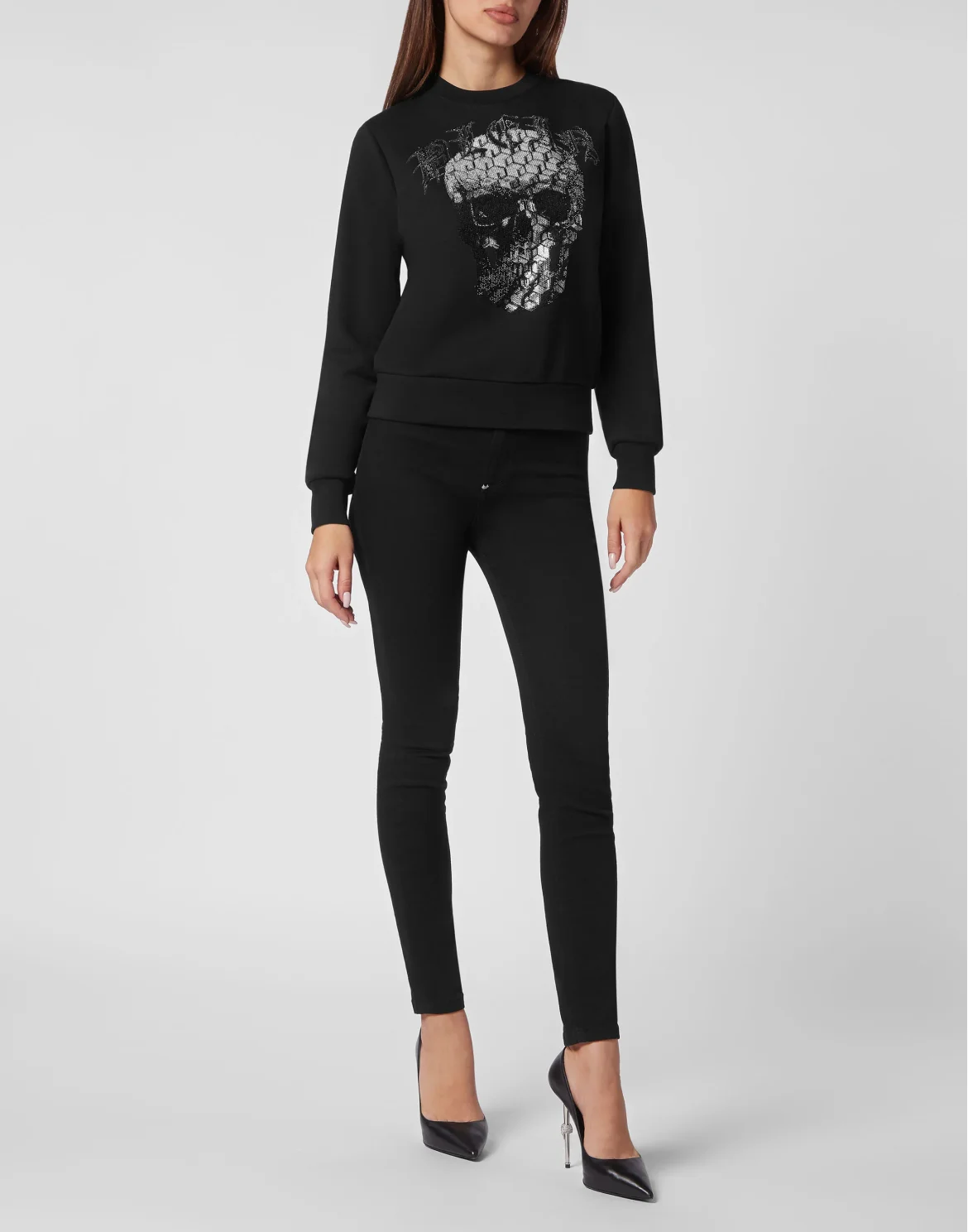 Sweatshirt LS Skull and Plein, цвет: Черный