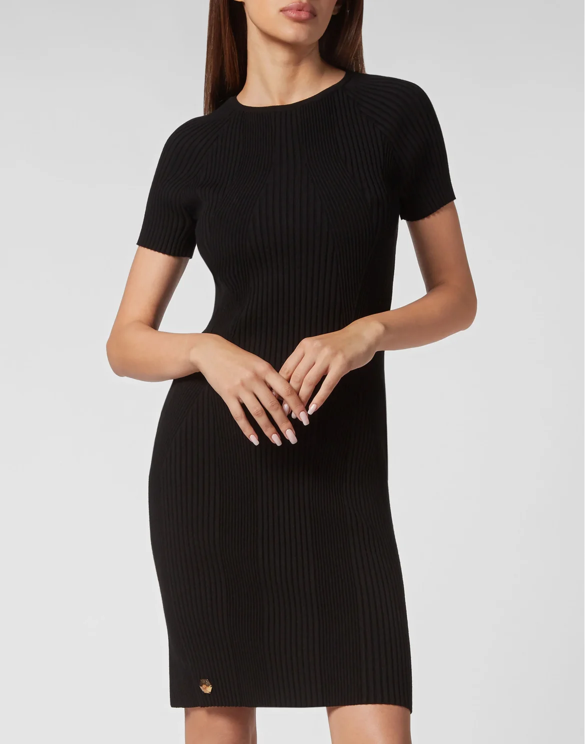Viscose Knit Short Dress, цвет: Черный