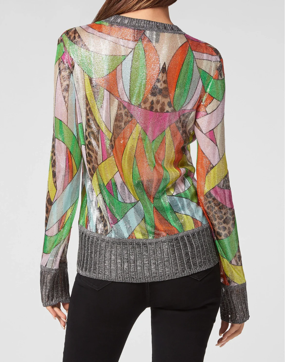 Knitwear Lurex Pullover Round Neck LS Rainbow Patchwork, цвет: Мультиколор