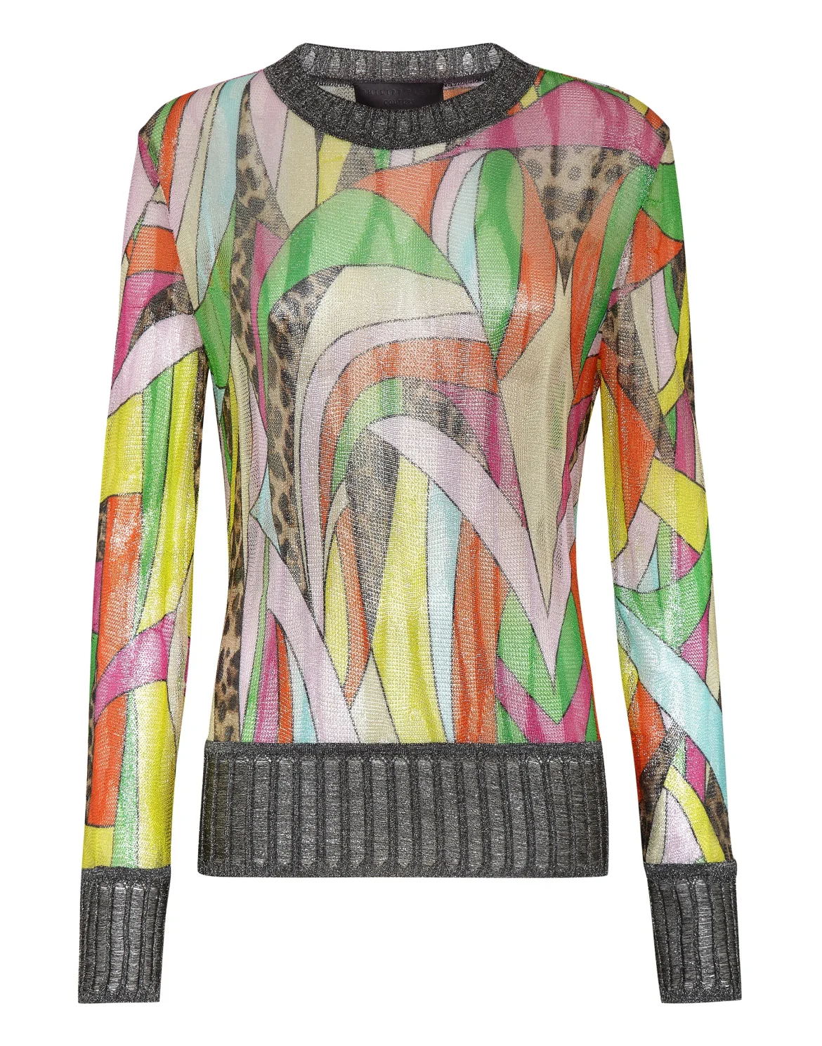 Knitwear Lurex Pullover Round Neck LS Rainbow Patchwork, цвет: Мультиколор