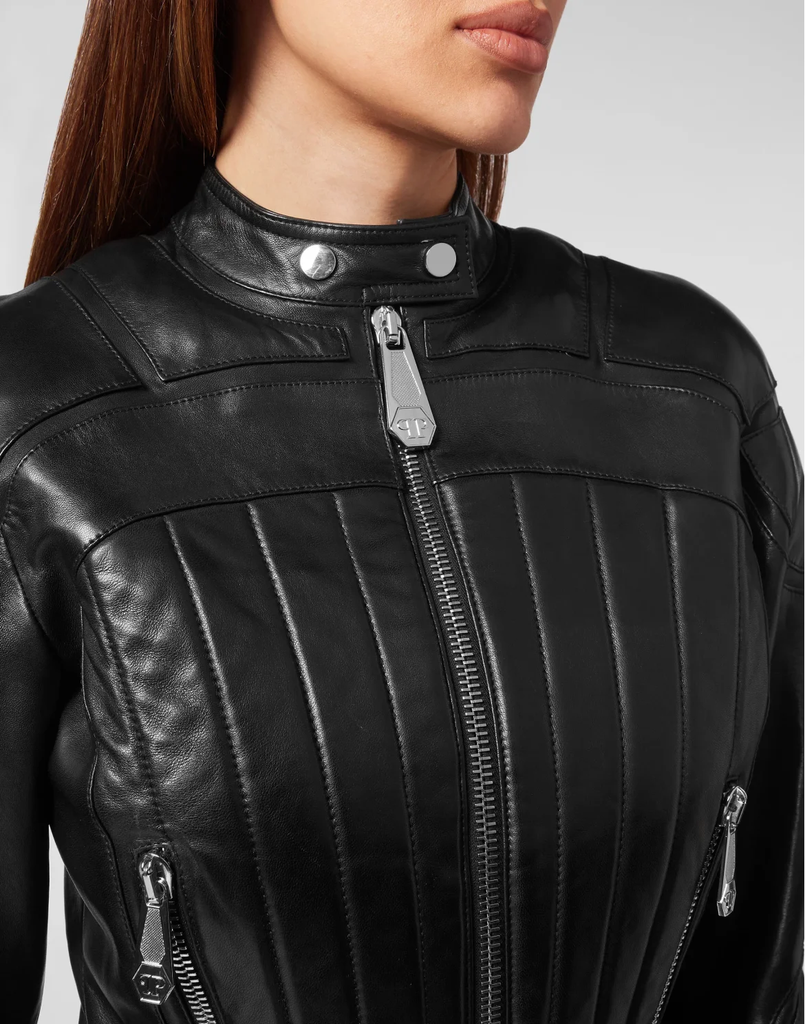 Leather Padded Jacket, цвет: Черный
