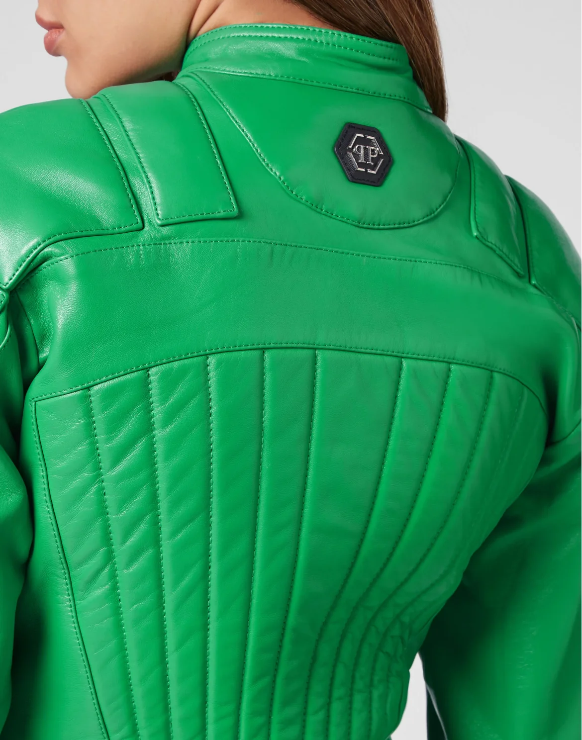 Leather Padded Jacket, цвет: Зеленый