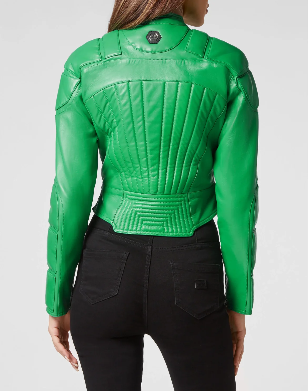 Leather Padded Jacket, цвет: Зеленый
