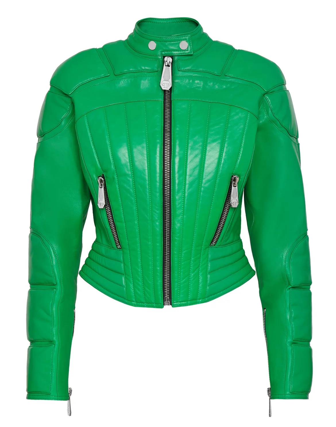 Leather Padded Jacket, цвет: Зеленый